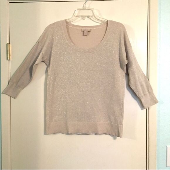 Banana Republic holiday silver shimmer sweater M - Picture 1 of 6